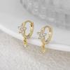 Luxury Exquisite Gold Color Stainless Steel Inlaid Tiny Zircon Flower Petals Hoop Earrings for Women Korean Charm Jewelry Gifts