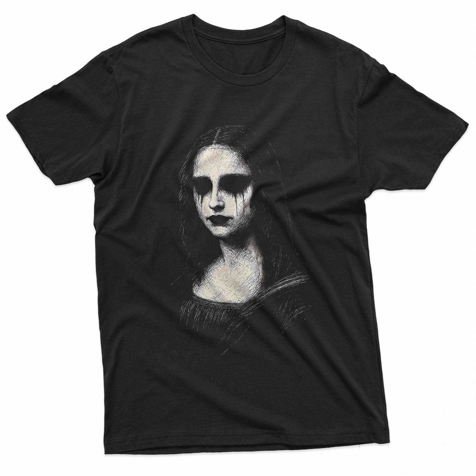 Gothic Mona Lisa Dark Grunge Horror Portrait T-Shirt M