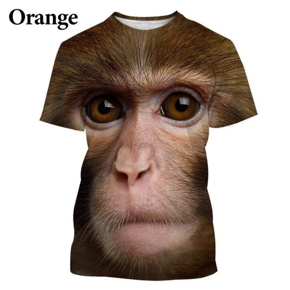 Men's Fun Monkey Lip Printed T-shirt, Orangutan Imitation Gorilla 3D Printed Clothing, Boys' Short Sleeved Unisex Top