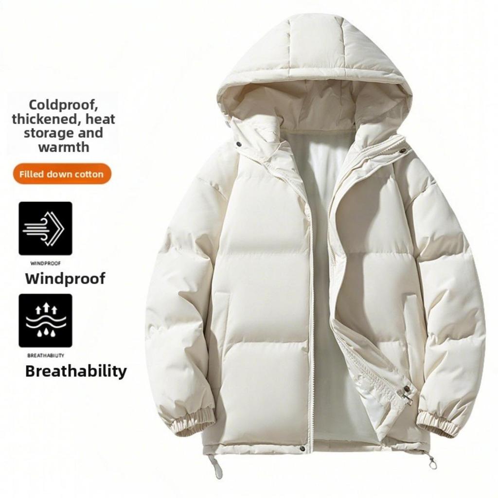 Giacca in Piumino e Cotone, da Uomo Inverno Nuovo Ampia e Calda Giacca da Coppia, Trendy Spessa con Cappuccio a Panino