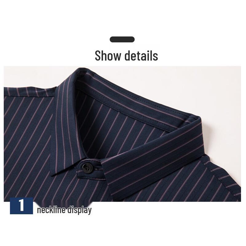 ROMON Men's Striped Business Casual Short Sleeve Shirt