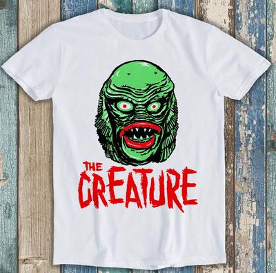 100% algodão TOPS UNISEX CAMISETAS MASCULINAS FEMININAS Criatura da Lagoa Negra Camiseta Filme Filme Retrô Vintage Legal M10