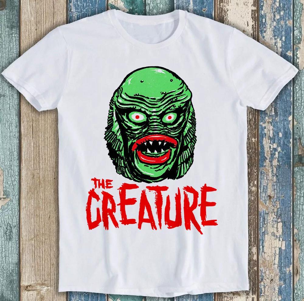 

100% cotton TOPS UNISEX TEES MENS WOMENS Creature From The Black Lagoon T Shirt Film Movie Retro Vintage Cool Tee M10 4XL белый