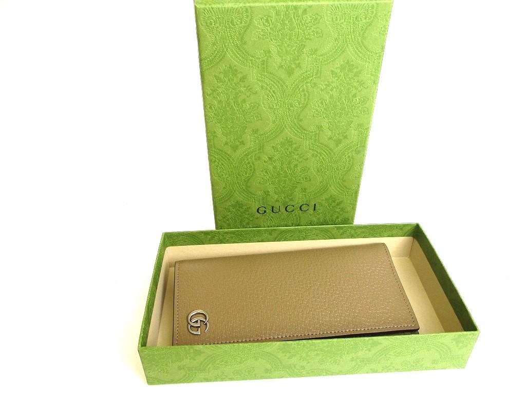Authentic GUCCI Silver Marmont G Brown Leather Bifold Flap Long Wallet #9824  Refurbished