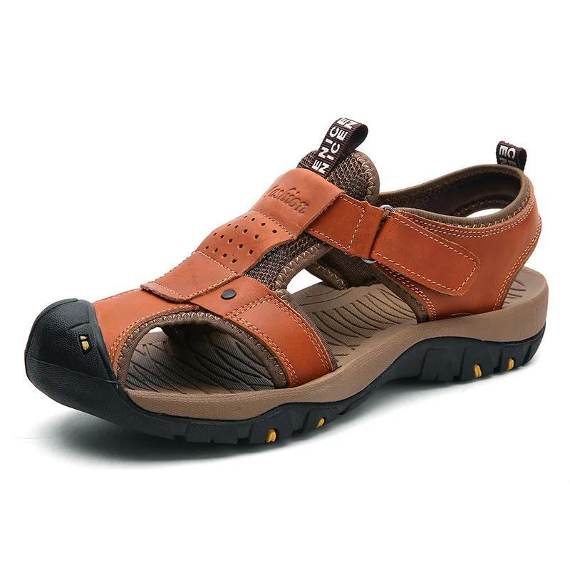 2025 New Summer Genuine Leather Men Sandals Men's Outdoor Casual Sandals Slippers Fashion Plus Size Men Walking Shoes Sneakers