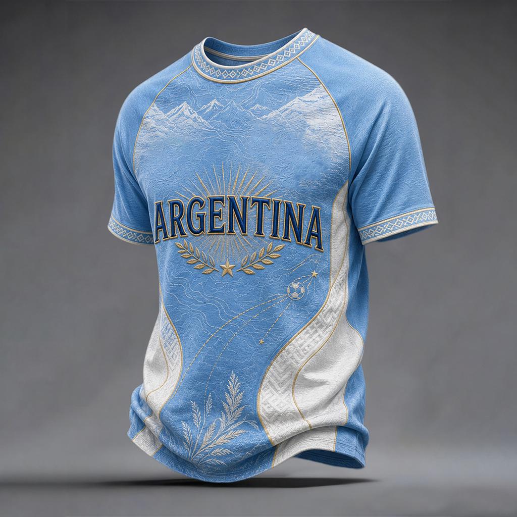 T-shirt décontracté à manches courtes avec imprimé lettres pour homme - Argentine