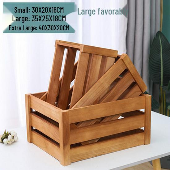 Distressed Wooden Rectangular Basket for Fruit & Vegetable Display