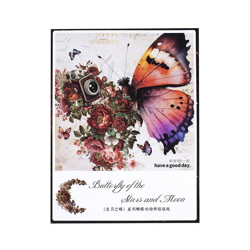 30 pcs/pack Vintage Butterfly PET Stickers Creativity Decorative Hand Account Scrapbooking Junk Journal Supplies