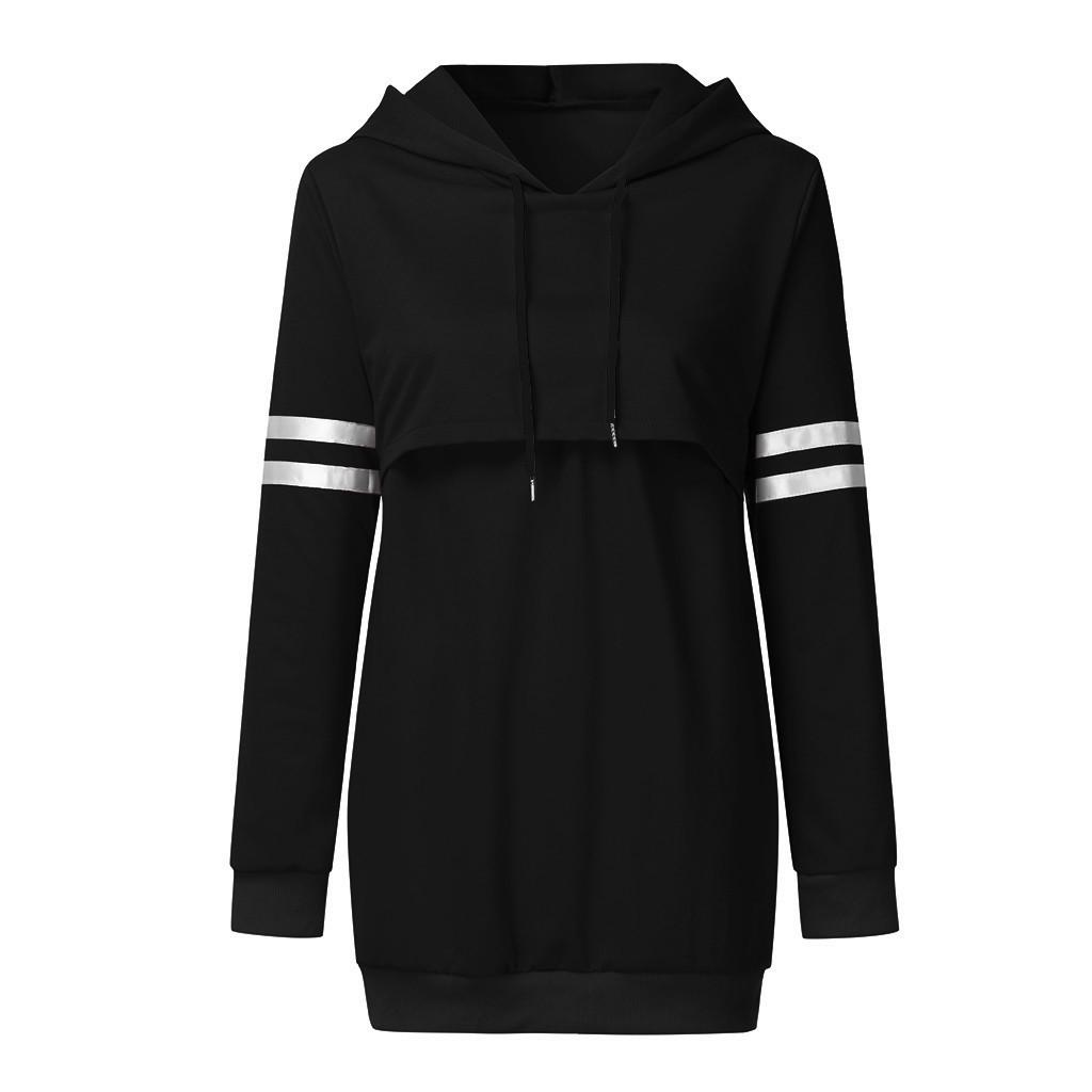 

Толстовка с капюшоном для кормления грудью и кормлением в полоску Lady Maternity