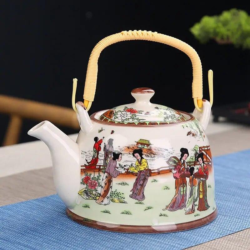 Porcelain Teapot Strainer Net High Capacity 900ML Traditional Retro Ceramic Tea Set Tea Pot Gift Kung Fu