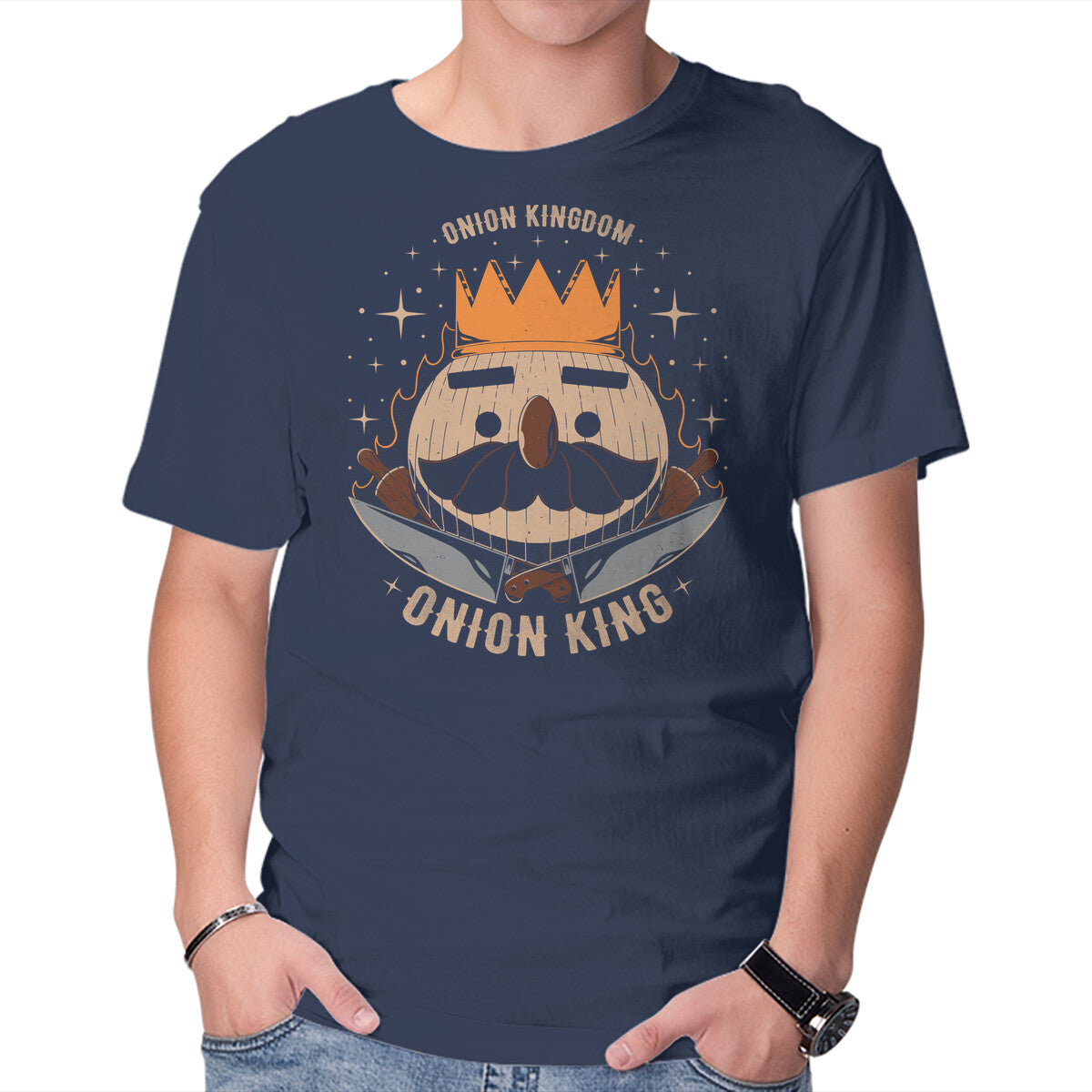 Unisex Crew Neck T-Shirt Onion King Graphic Short Sleeve Casual Tee M