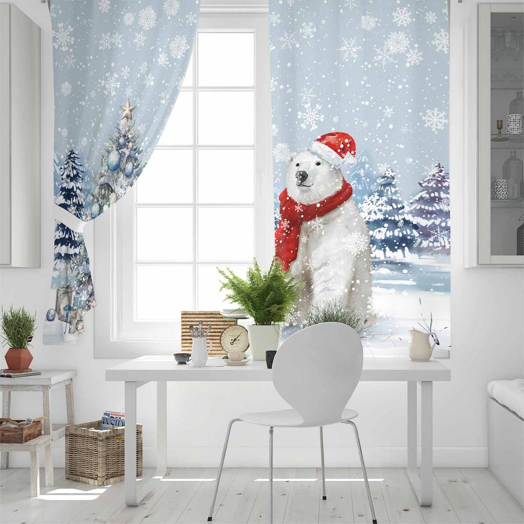 Christmas Snowflakes Retro Koala Blackout Curtains For Living Room Bedroom Window Treatment Blinds Drapes