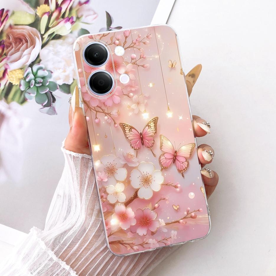 For Vivo Y05 4G Case Colorful Flowers Painted Cover Clear Silicone Soft Slim Phone Case For Vivo Y11d Y 05 VivoY05 VivoY11d Bags