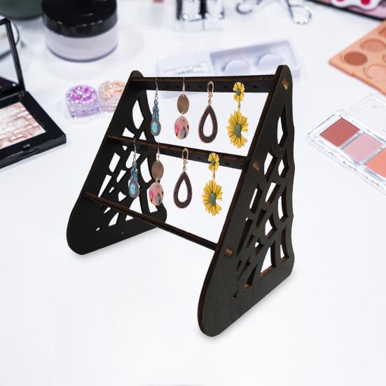 Wooden Earrings Storage Rack Strong Load-bearing Multilayer Design Rustic Design Earrings Display Holder Jewelry Organizer