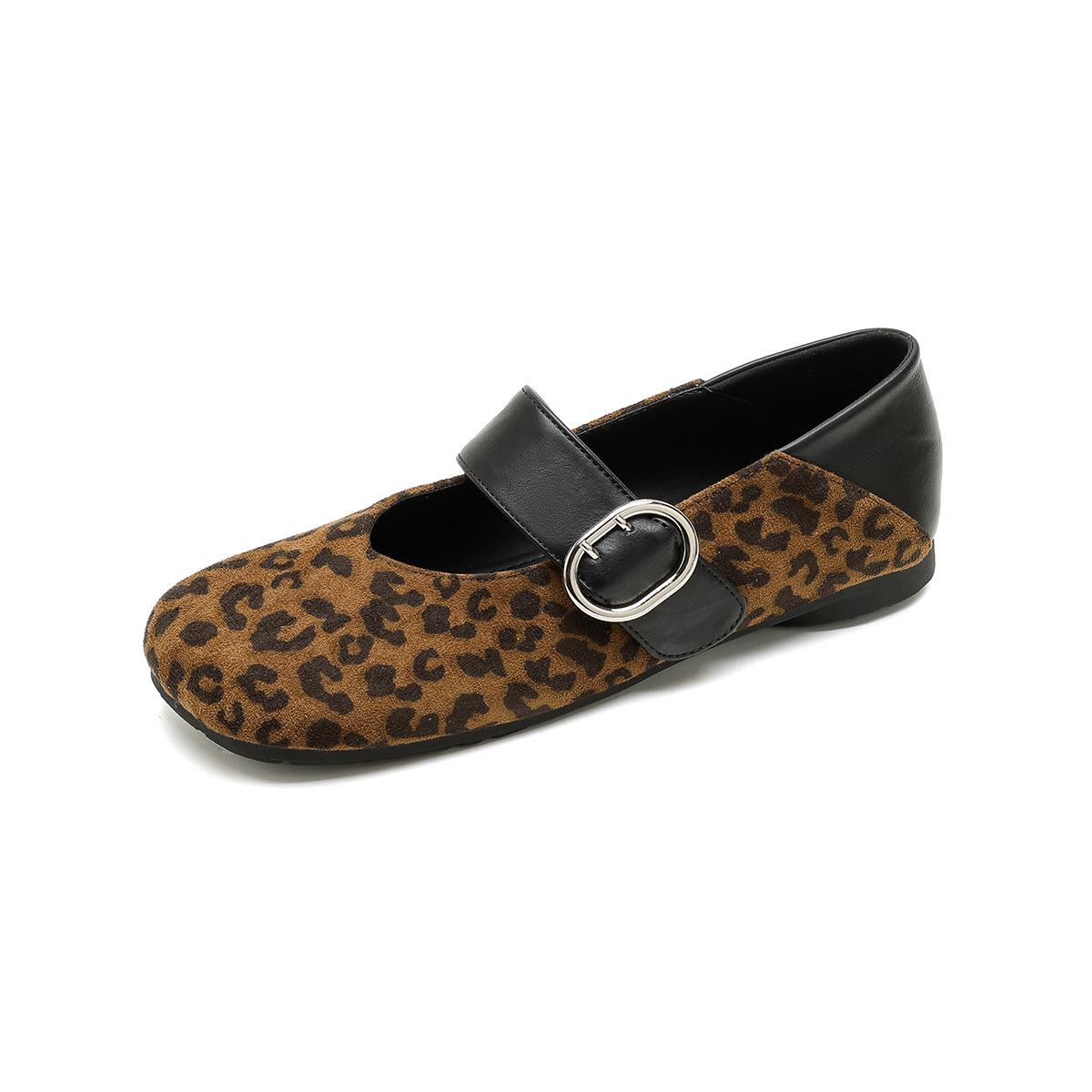 

Weiwei girl 6696-16 туфли Мэри Джейн в стиле ретро с леопардовым принтом женские туфли-лодочки на плоской подошве балетки с ремешком 43