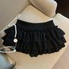 Sweet Puffy Cake Women Skirts Korean Fashion Ruched Ruffle Mini Skirt Campus Harajuku Casual Versatile Elastic Waist Solid Skirt