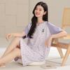 Pure Cotton Nightdress Girls Summer Pajamas Short-sleeved Thin Cute Simple Style Dress Women's Round Neck Home Dress