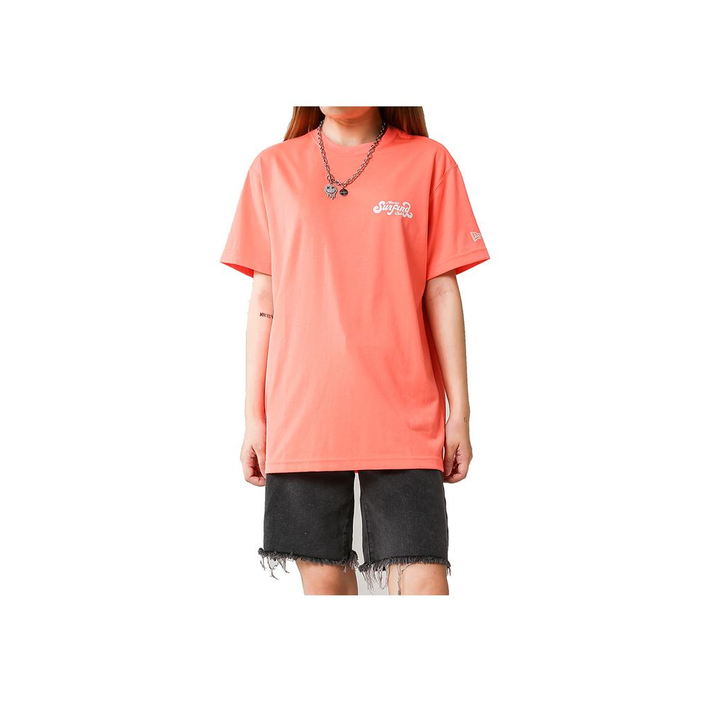 New Era Creative Printed Letter Cartoon T-Shirt Unisex Tops Orange Red 12354373