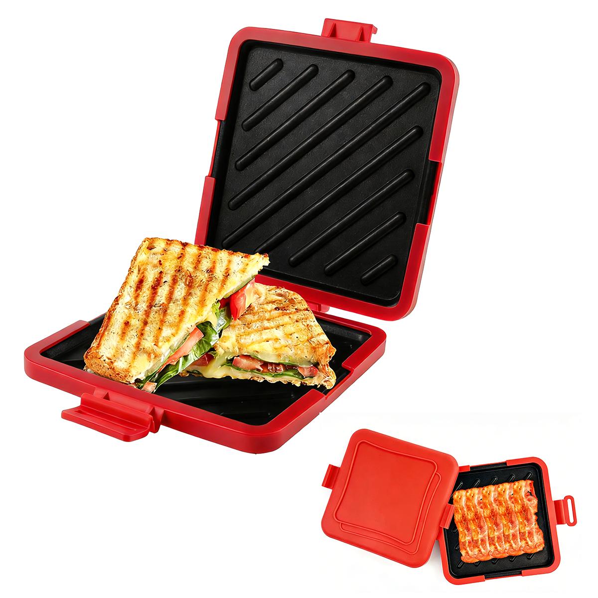 Microwave Toastie Maker With Removable Non-stick Plates Quick Cooking And Easy Cleaning Silicone Microwaveable Cookware красный