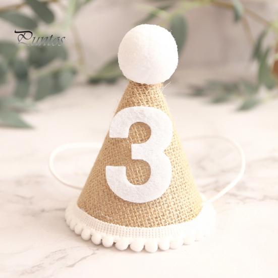 Bursdagshatt med pompongball Elastisk flettet Ingen deformasjon Bred bruksområder Dekorer lett nyfødt baby bursdagsfesthatt for barn