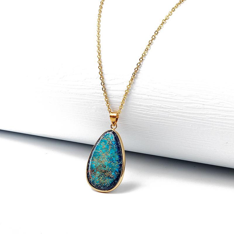 Water-Drop Emperor Stone Pendant Necklaces for Women Reiki Nature Stone Imperial Jaspers Turquoises Necklaces Healthcare Jewelry