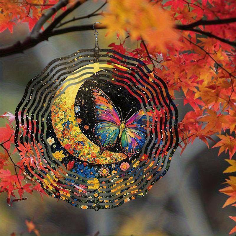 10 Zoll Hängender Windspinner mit 360-Grad-Haken für Balkon-Gartendekor Frühling Sommer Außendekoration
