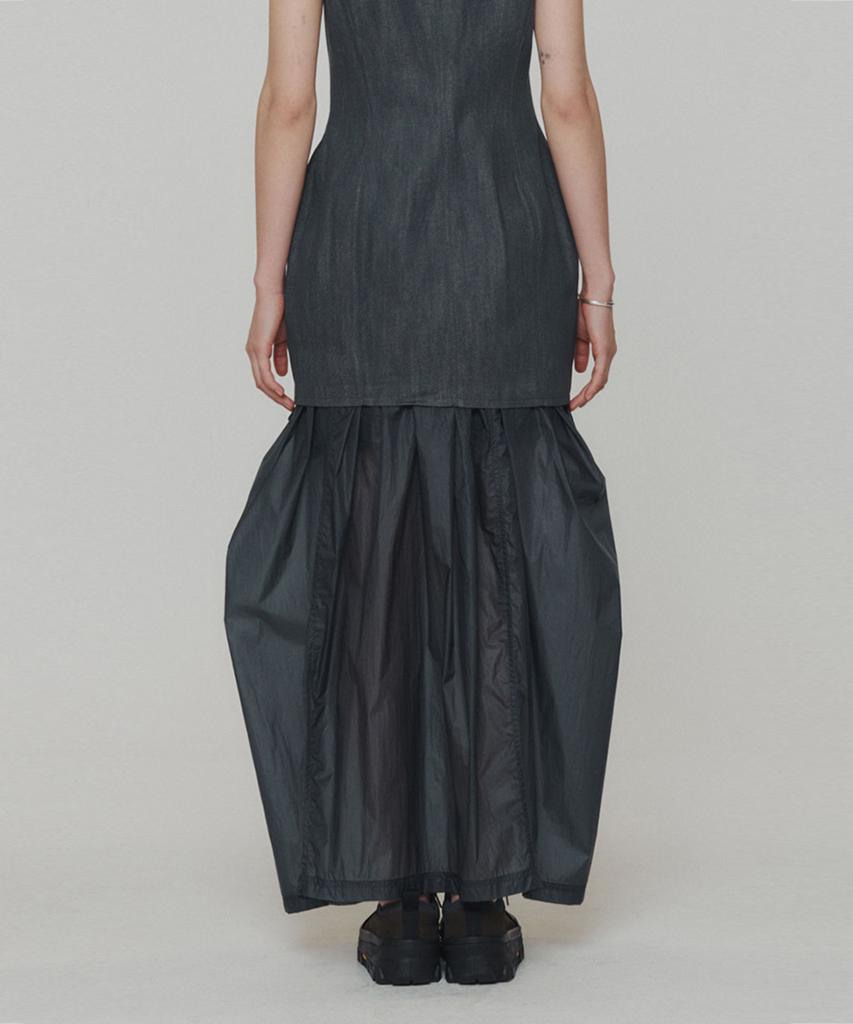Amomento Layered Shirring Skirt_Navy