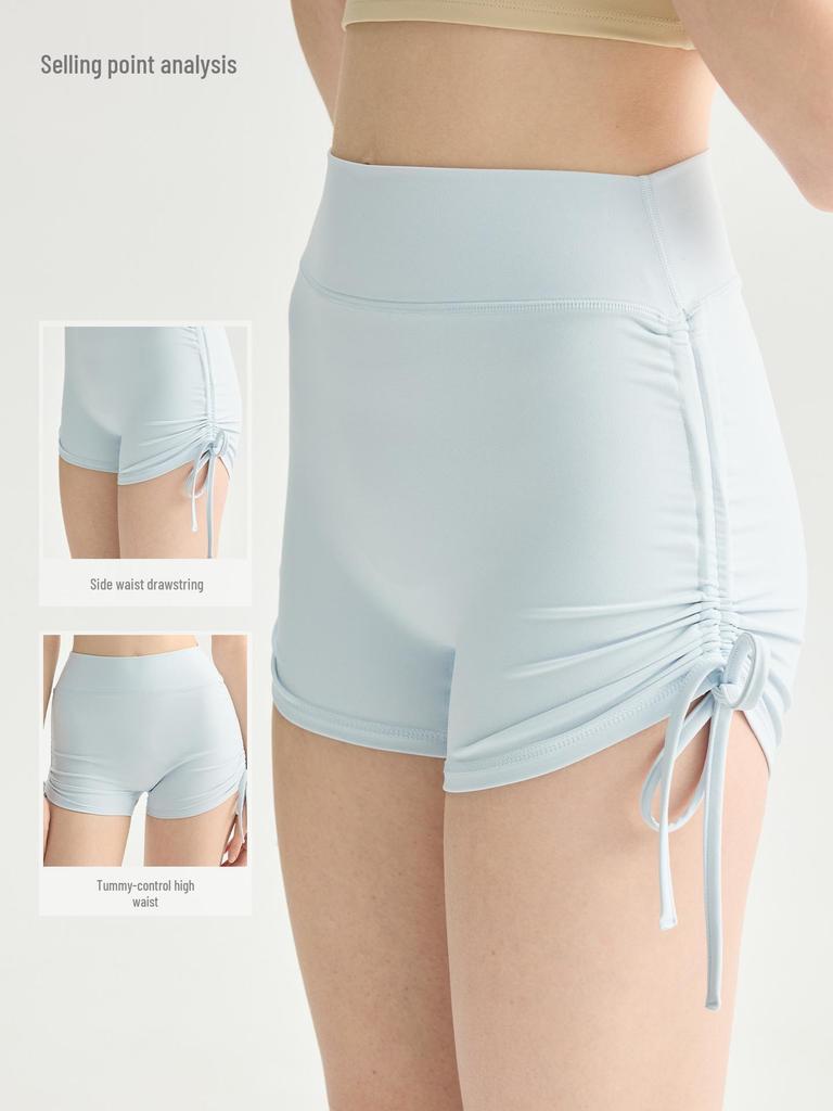 Women's High-Waisted Ballet Yoga Shorts, Three-Quarter Length, Butt-Lifting, Drawstring for Sleek Legs.