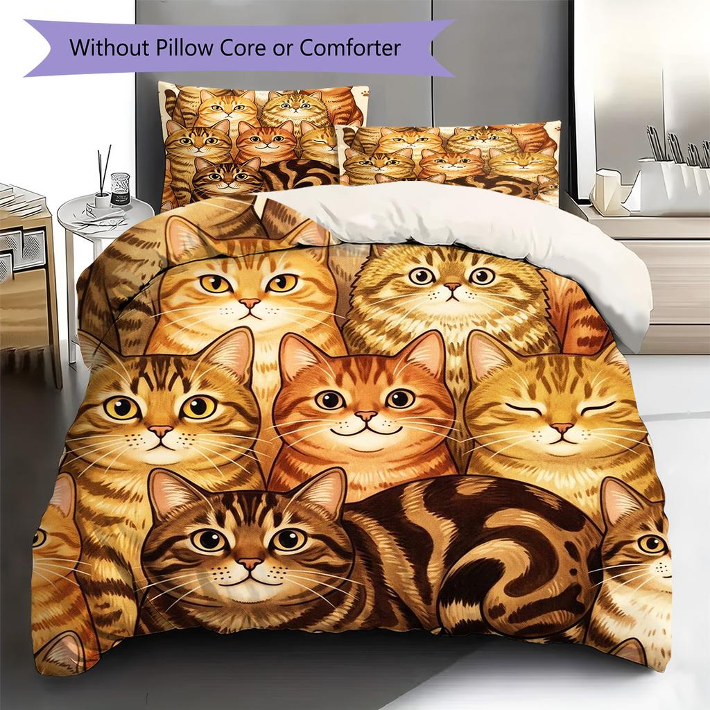 Civet cat Pattern Bedding Quilt Set Quilt Cover Pillowcase Home Decoration Birthday Gift (1 * duvet cover + 2 * pillowcase, without core)