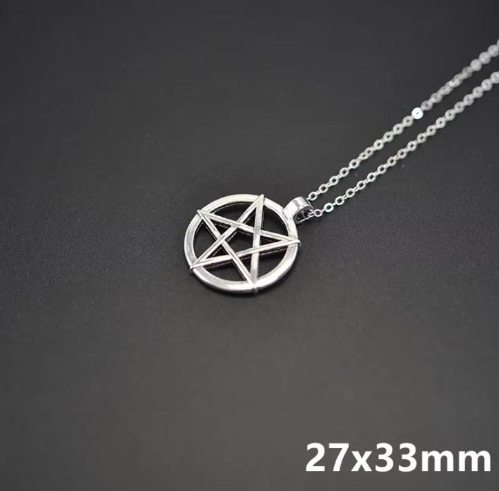 Goth Wicca Witch Pentacle Amulet Pentagram Pendant Women Necklaces Vintage Star Chain Collier For Men Kpop Gift Jewelry Making
