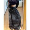 Damen Jeans Hohe Taille Vintage Design Hip Hop Gerade Baggy Denim Hose Street Y2K Amerikanischer Stil Weite Bein Jeanshose