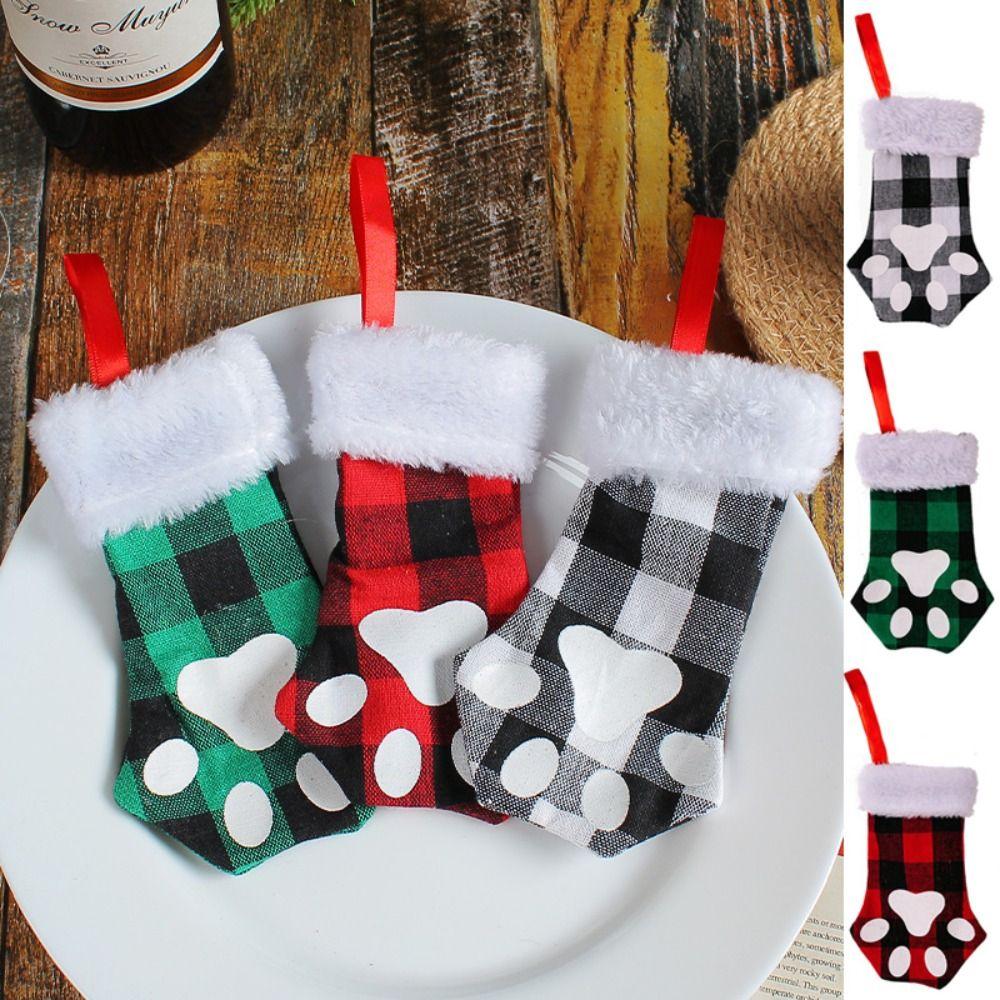 

Black Christmas Storage Sock Non-woven Fabric Christmas Tree Pendant Creative Dog Claw Socks Home