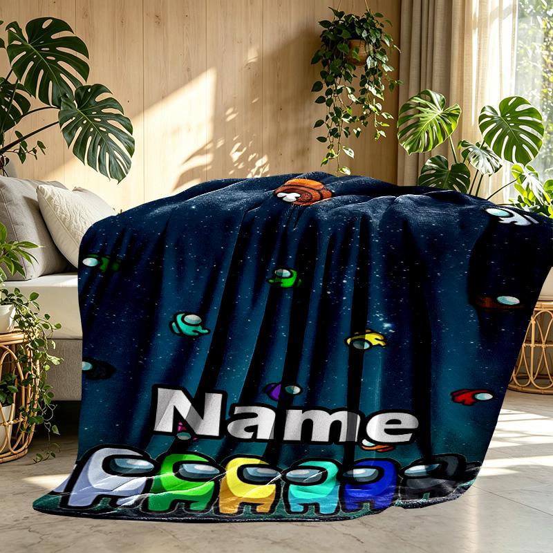 Custom Name Personalized Among Us Print Blanket, Home Decor, Bedroom, Sofa, Camping, Couch, Gifts for Birthday ChristmasEnthusiasts