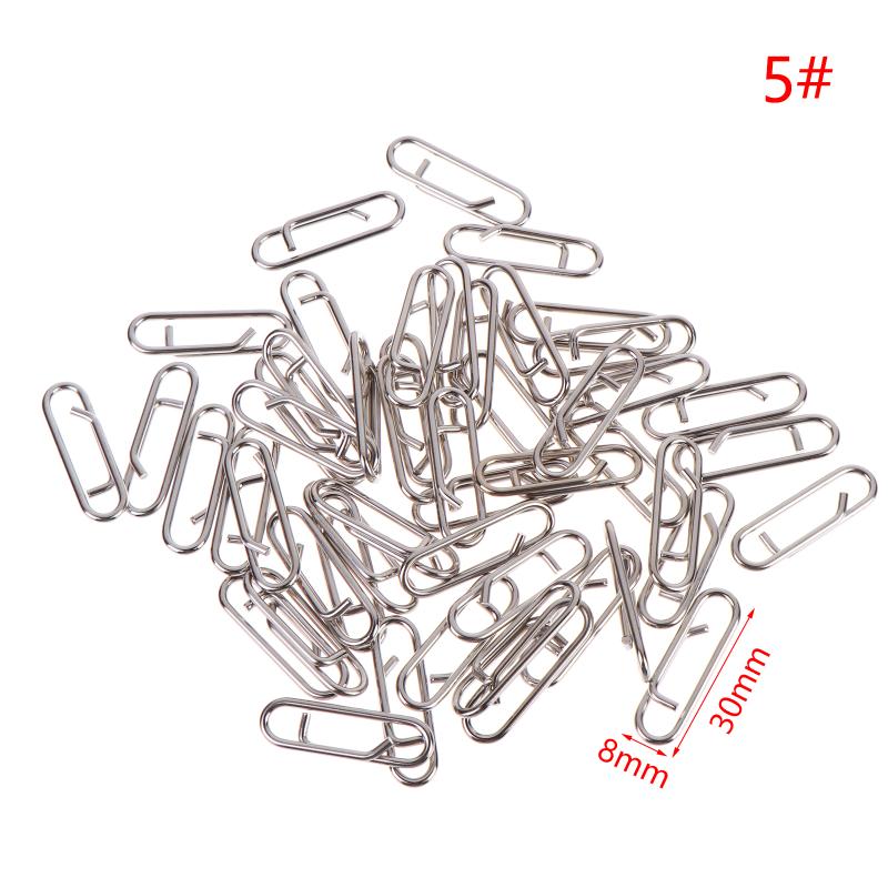 50Pcs High Tensile Stainless Steel Fishing Lure Snap Swivels Interlock Pins for Ice Fishing Outdoor Angling Gear