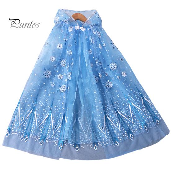 

Плащ с капюшоном для девочек, звезда, снежинки, павлиньи перья, прозрачный тюль с рюшами, сценический костюм для косплея, детское платье, накидка принцессы, шаль небесно-голубой