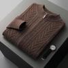 Men's Half-High Neck Wool Cardigan - Thick Long Sleeve Zipper Sweater for Autumn & Winter