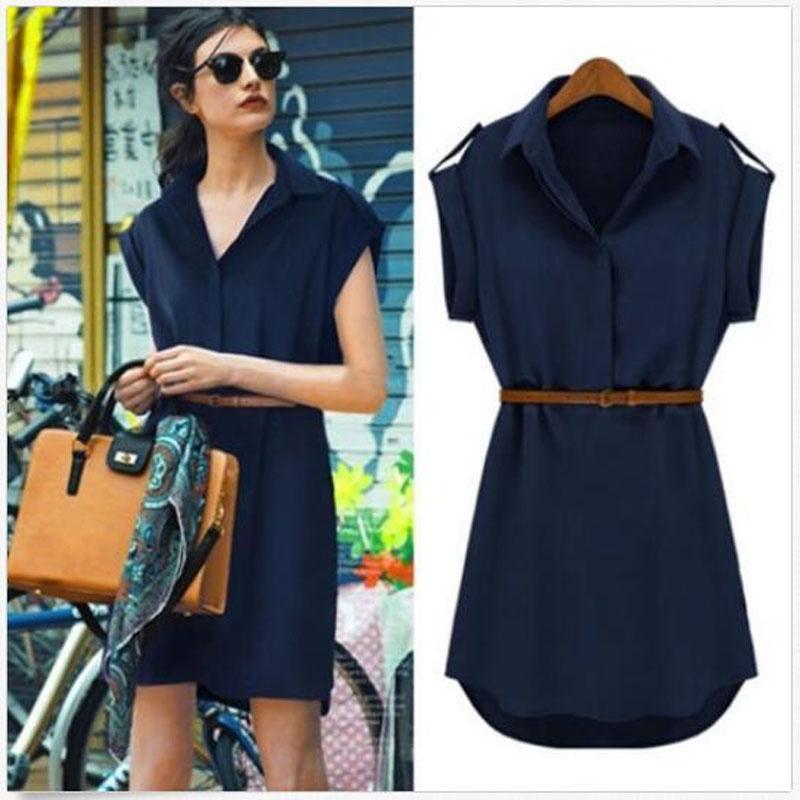 Elegant Summer Women's Shirt Dress In Chiffon With A Casual And Loose Fit