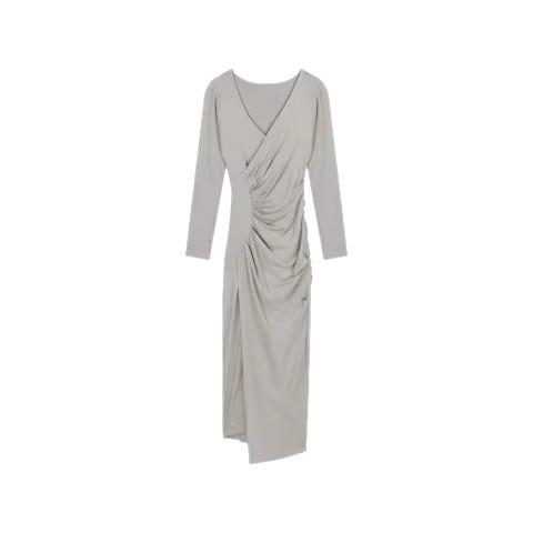 Pure desire style long-sleeved temperament dress autumn slim-fitting tight mid-length waist split skirt long dress