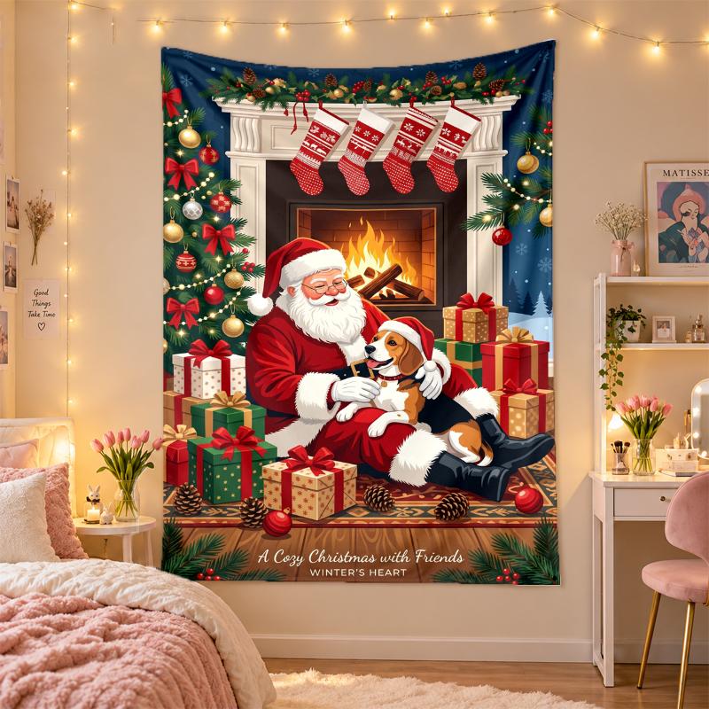 Christmas Printed Tapestry Wall Hanging For Bedroom Living Room Wall Decor Holiday Gift