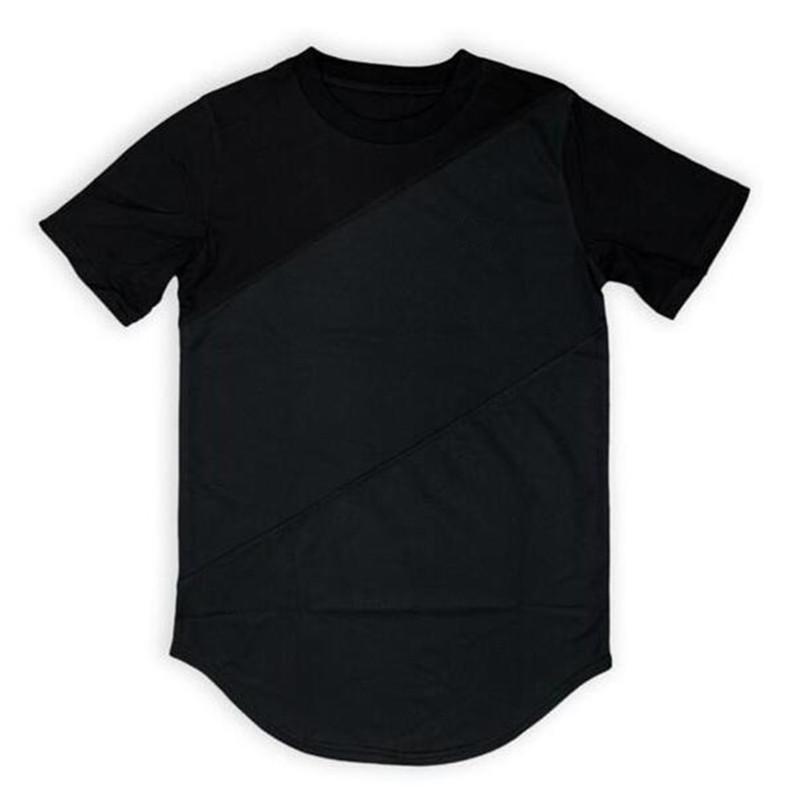 Muscleguys Mens Soild Long T-Shirt Muscle Brand Fitness Bodybuilding Workout Clothes Man Cotton Blank Man T Shirt Men Tops
