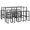VidaXL Ensemble de bar de jardin 9 pcs noir acier enduit de poudre, table et chaises de bar d'extérieur, ensemble de meubles 3283754