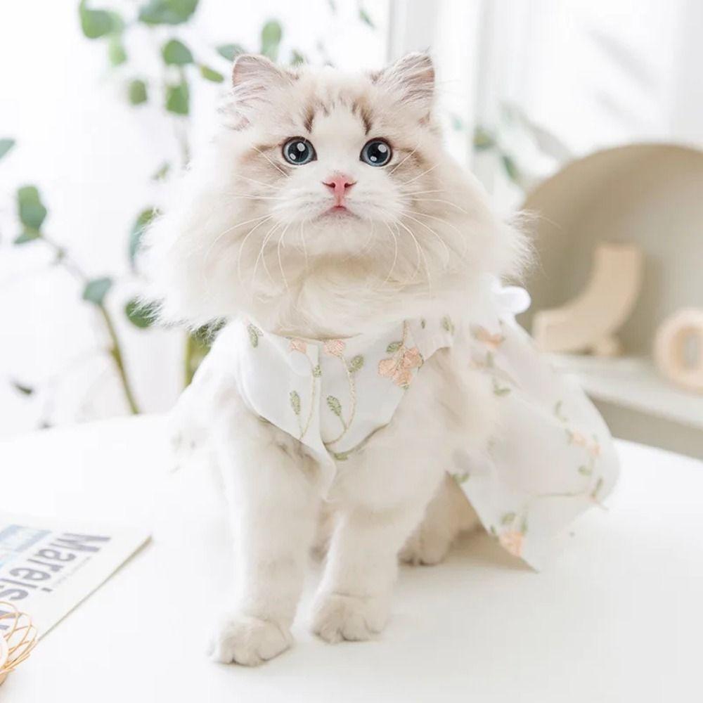 Breathable Floral Dog Lace Dress Embroiderd Summer Pet Clothes Cute Cat Mesh Apparel  Summer