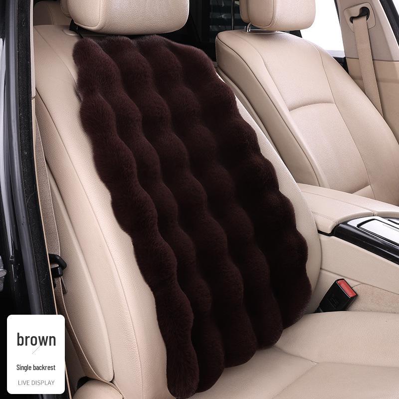 Universal Winter Car Seat Cushion Set - Thickened Fleece with Faux Rabbit Fur, Warm & Plush