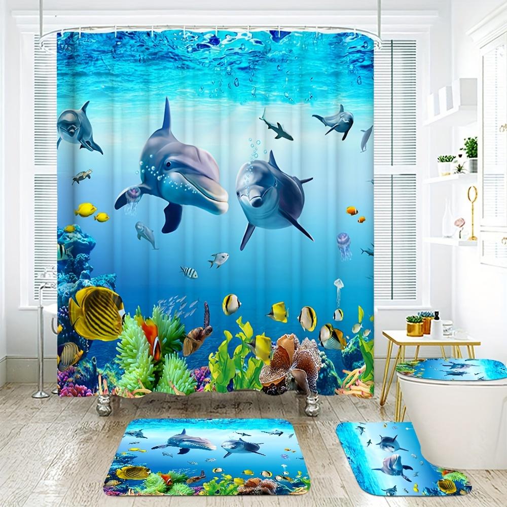 Underwater World Pattern  Pattern Shower Curtains Geometric Stripes Drapes For Bathroom Accessories Set Bathtub Curtain With Hooks Waterproof