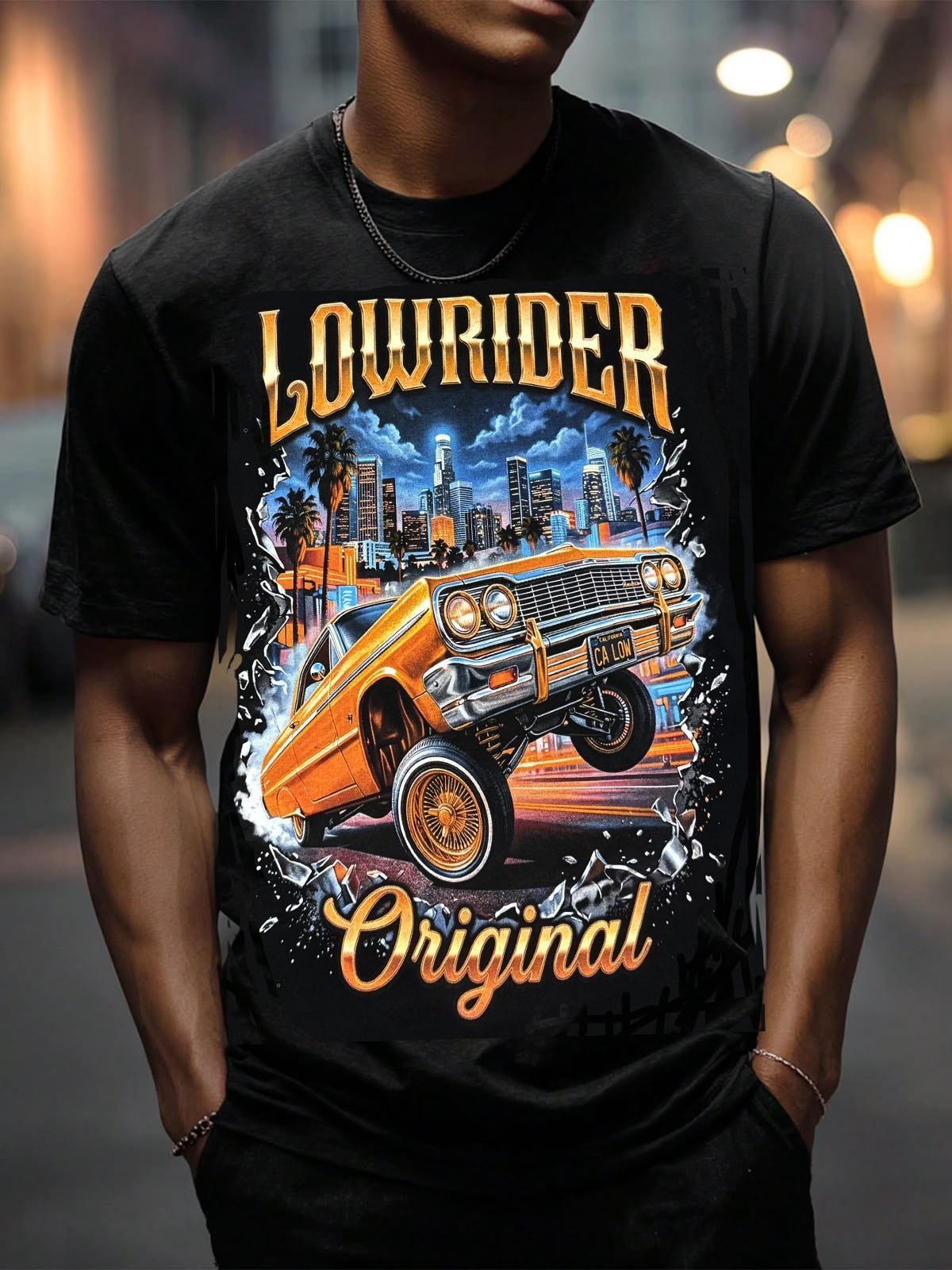 street style Lowrider black t shirt unisex 100% silk screen XXXL