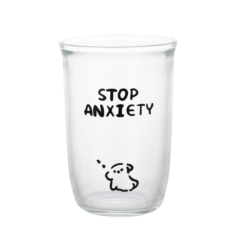 

New Transparent Coffee Cup, Transparent Glass Cup, Simple Ins Style Home Water Cup, Office Creative Cartoon Cup no glass straw