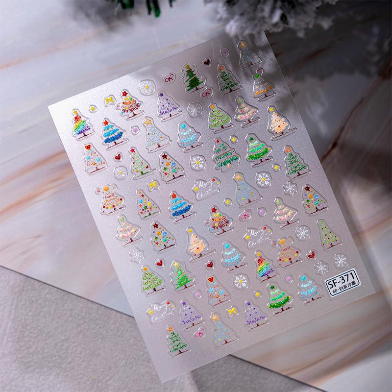 Sky Christmas Tree 3D Nail & Gadget Stickers - Festive Embossed Decorations