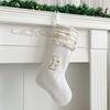 Brodert julestrømpe med snor med stor kapasitet Slitebestandig julebrevsokker hengende dekorasjon