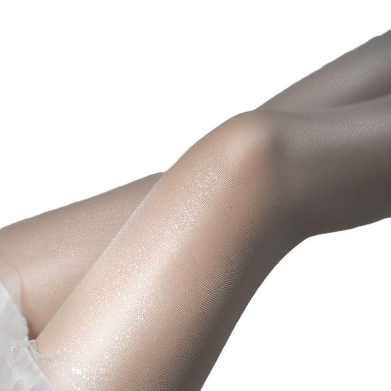 Perlglänzende feine Strumpfhose, hautfarbene dünne Unterziehsocken, reißfeste Zigeunersterne, reines Verlangen nackte Beine Artefakt, sexy schwarze Seide