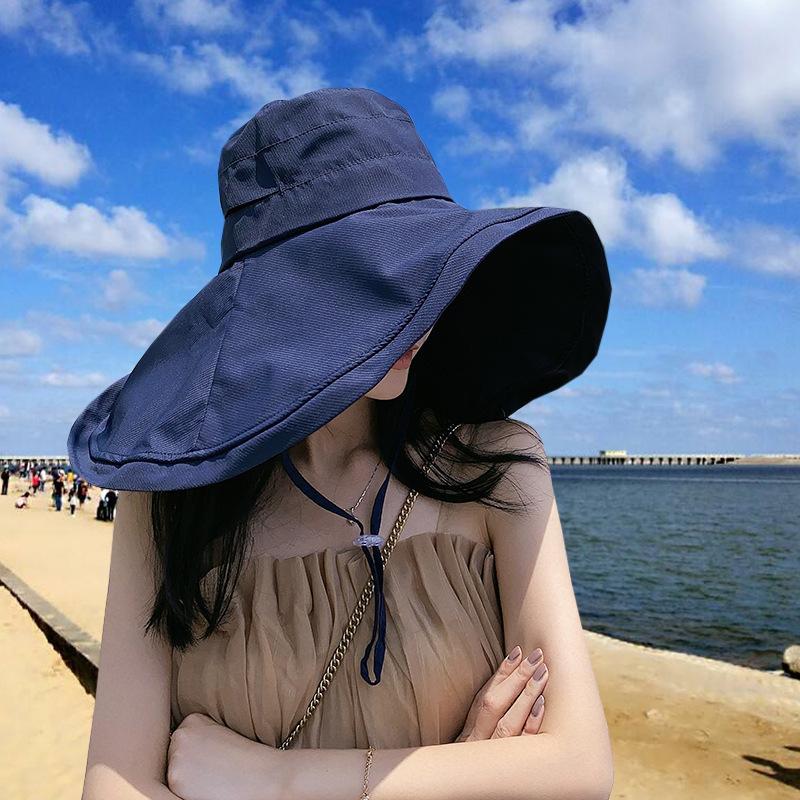 Hat women's summer new outdoor bucket hat sunscreen sunshade sun hat women's striped fashion sun hat